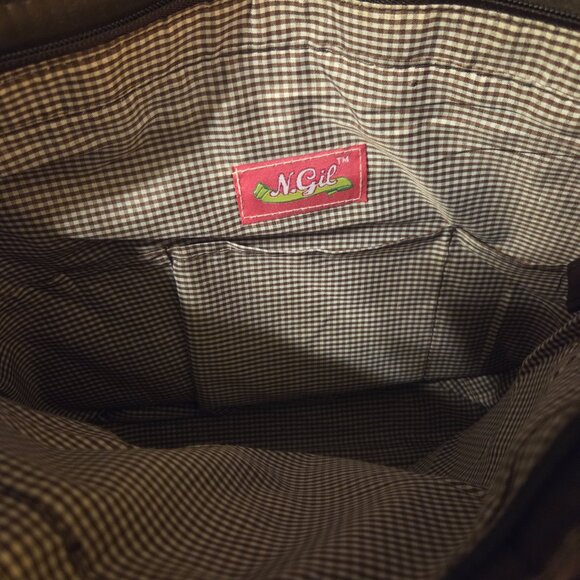 N Gil Camouflauge Brown Purse with Bown on Front and  Cosmetic Bag - NWOT - Picture 6 of 7